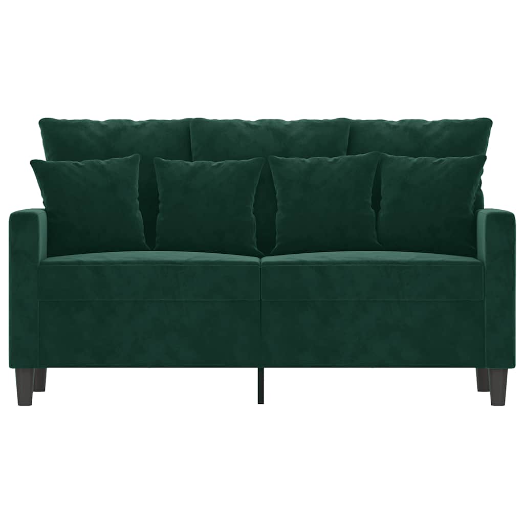 vidaXL Sofa 2-osobowa, ciemnozielona, 120 cm, tapicerowana aksamitem
