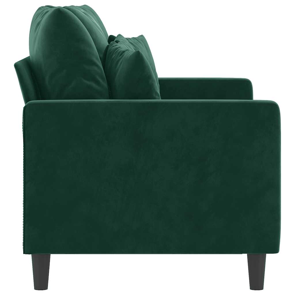 vidaXL Sofa 2-osobowa, ciemnozielona, 120 cm, tapicerowana aksamitem