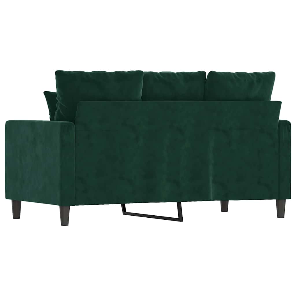 vidaXL Sofa 2-osobowa, ciemnozielona, 120 cm, tapicerowana aksamitem