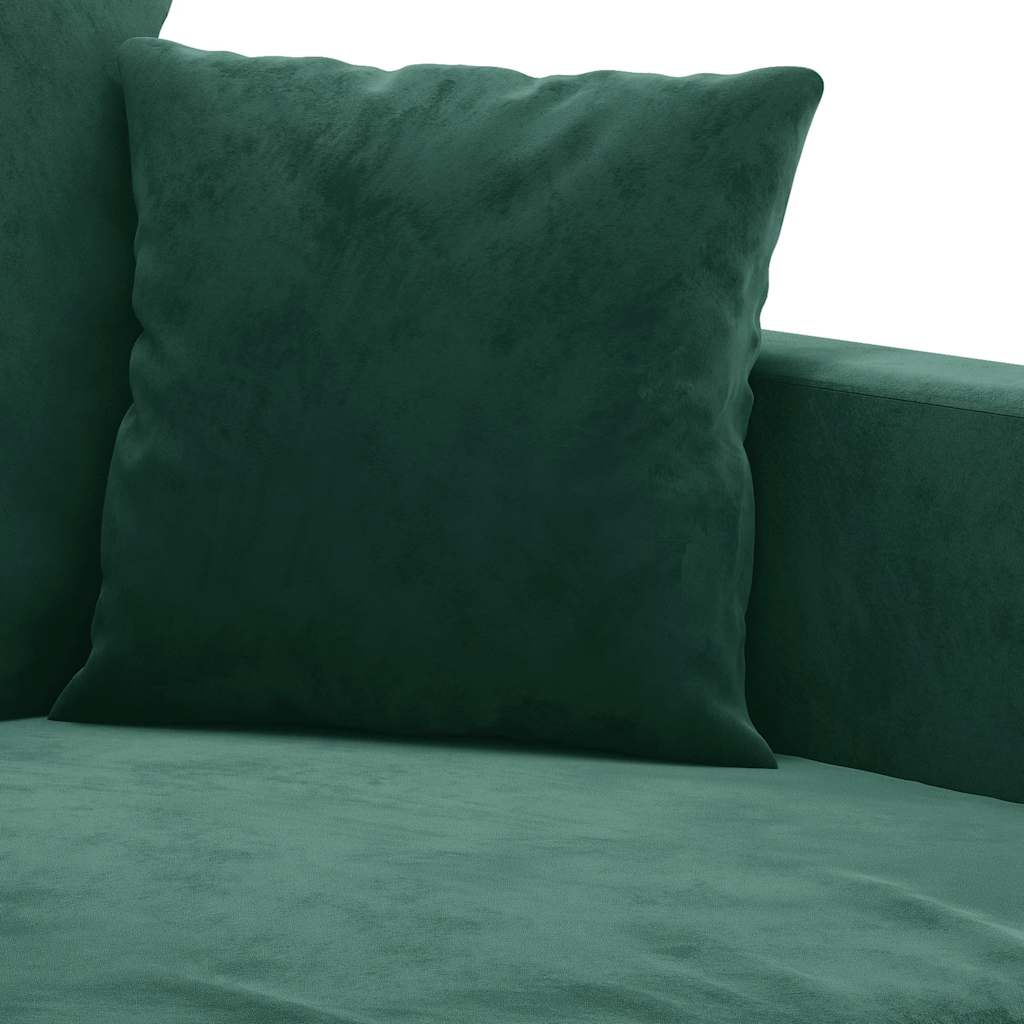 vidaXL Sofa 2-osobowa, ciemnozielona, 120 cm, tapicerowana aksamitem