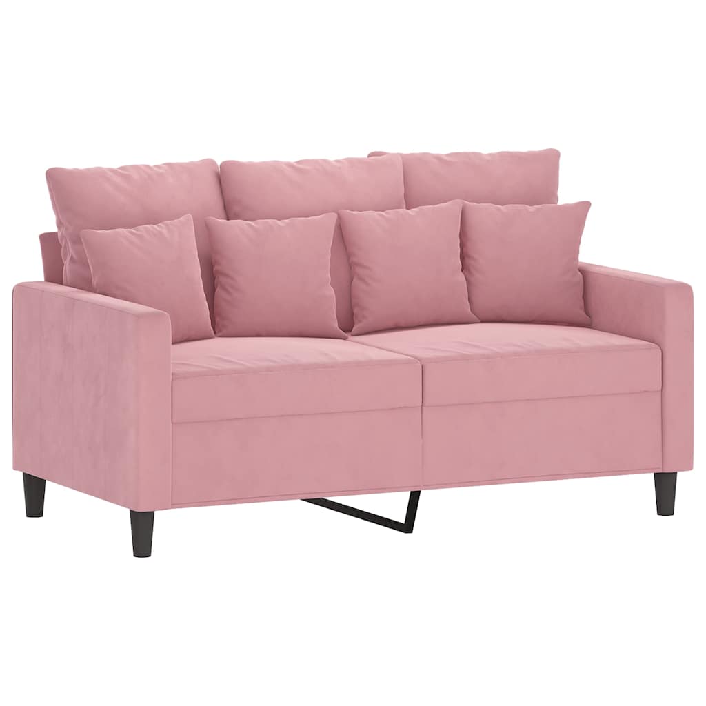 vidaXL Sofa 2-osobowa, różowy, 120 cm, tapicerowana aksamitem