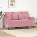 vidaXL Sofa 2-osobowa, różowy, 120 cm, tapicerowana aksamitem