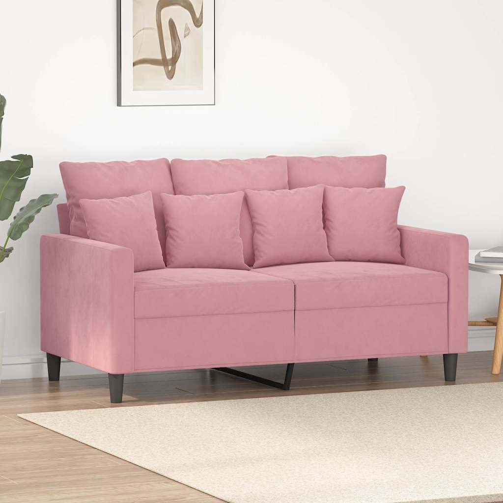 vidaXL Sofa 2-osobowa, różowy, 120 cm, tapicerowana aksamitem