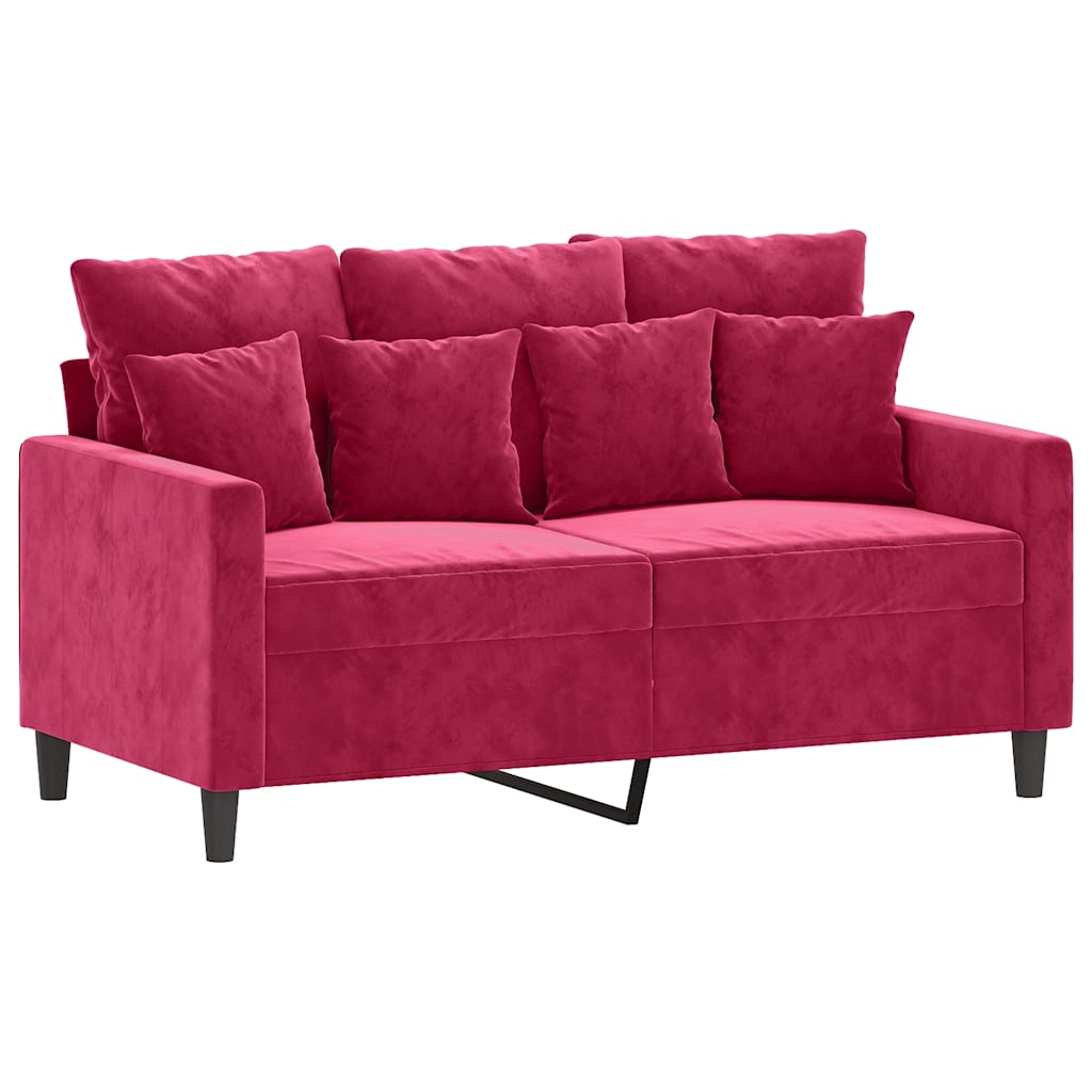 vidaXL Sofa 2-osobowa, winna czerwień, 120 cm, tapicerowana aksamitem