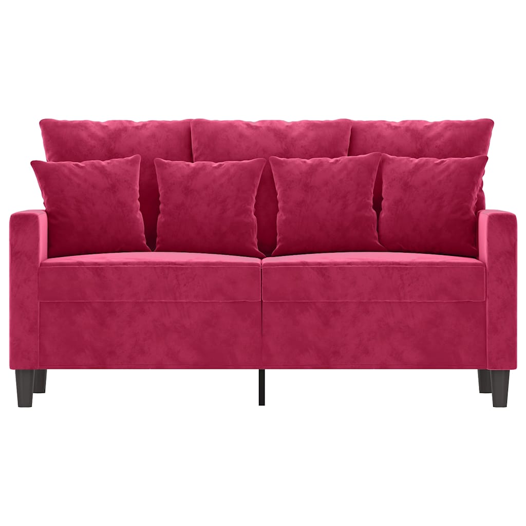 vidaXL Sofa 2-osobowa, winna czerwień, 120 cm, tapicerowana aksamitem