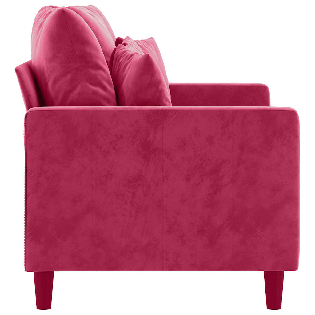 vidaXL Sofa 2-osobowa, winna czerwień, 120 cm, tapicerowana aksamitem