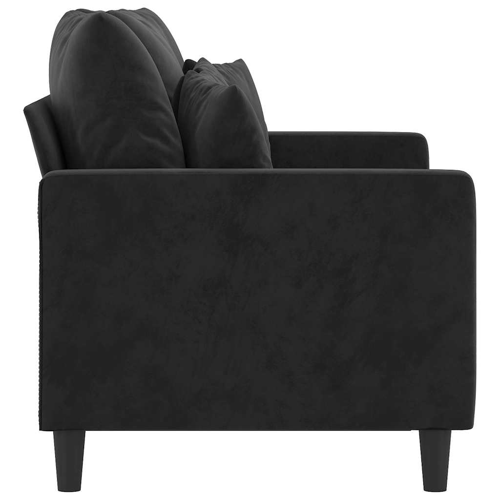 vidaXL Sofa 2-osobowa, czarna, 120 cm, tapicerowana aksamitem