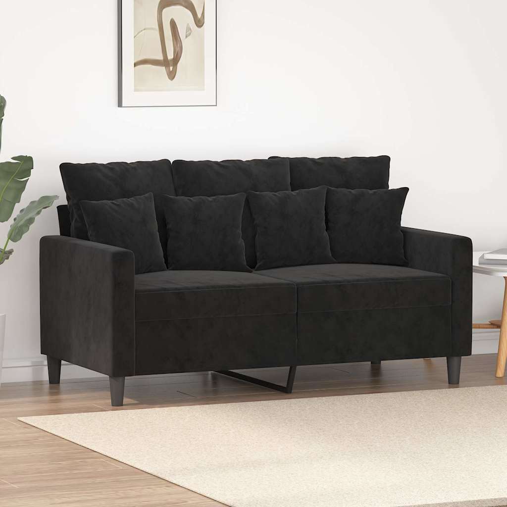 vidaXL Sofa 2-osobowa, czarna, 120 cm, tapicerowana aksamitem