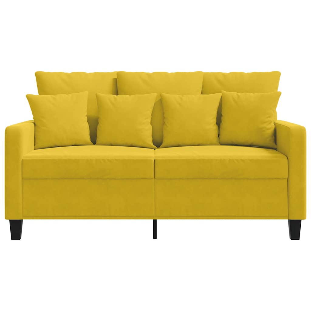 vidaXL Sofa 2-osobowa, żółta, 120 cm, tapicerowana aksamitem