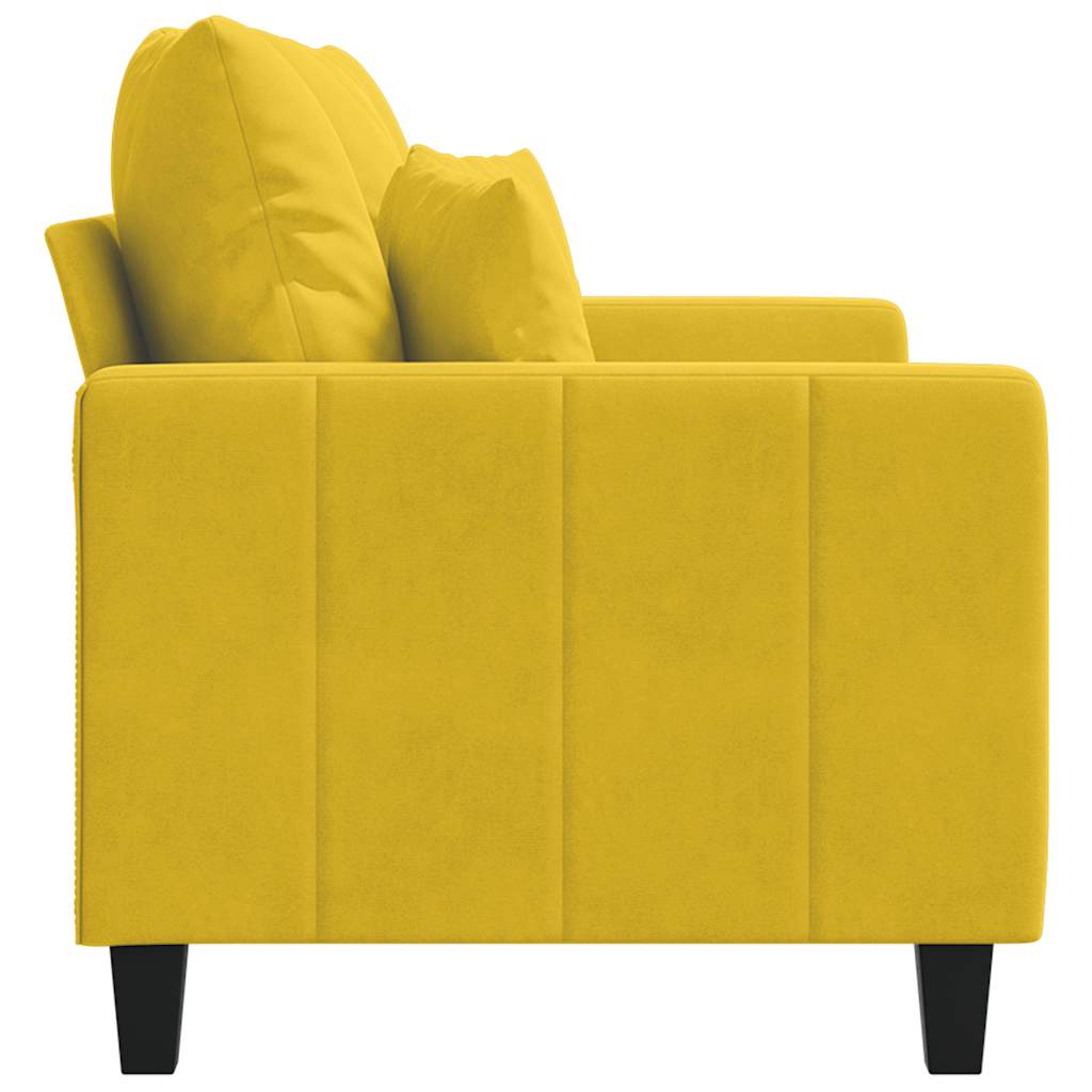vidaXL Sofa 2-osobowa, żółta, 120 cm, tapicerowana aksamitem