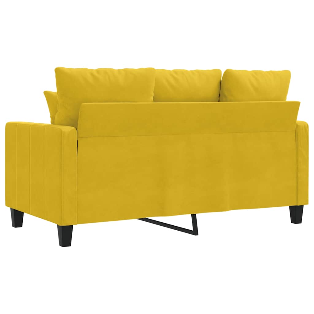 vidaXL Sofa 2-osobowa, żółta, 120 cm, tapicerowana aksamitem