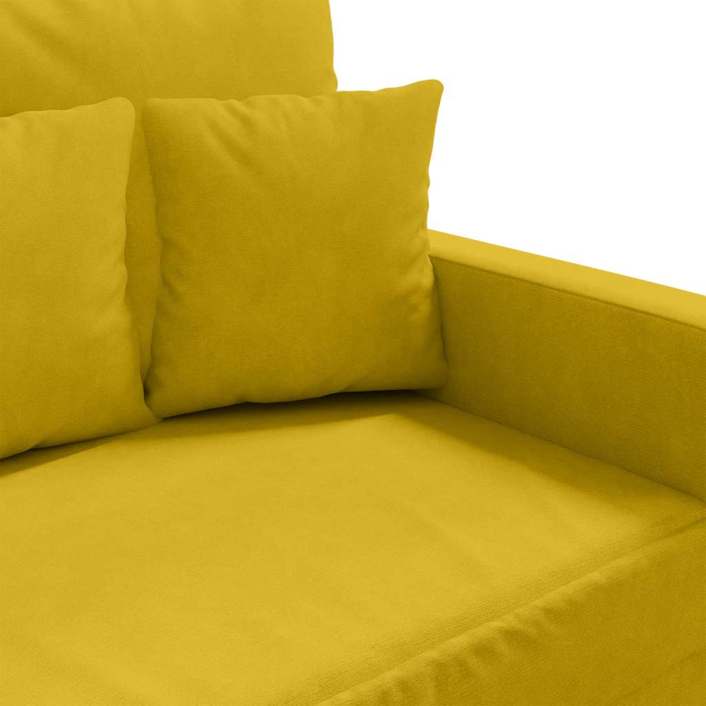 vidaXL Sofa 2-osobowa, żółta, 120 cm, tapicerowana aksamitem