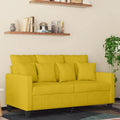 vidaXL Sofa 2-osobowa, żółta, 120 cm, tapicerowana aksamitem