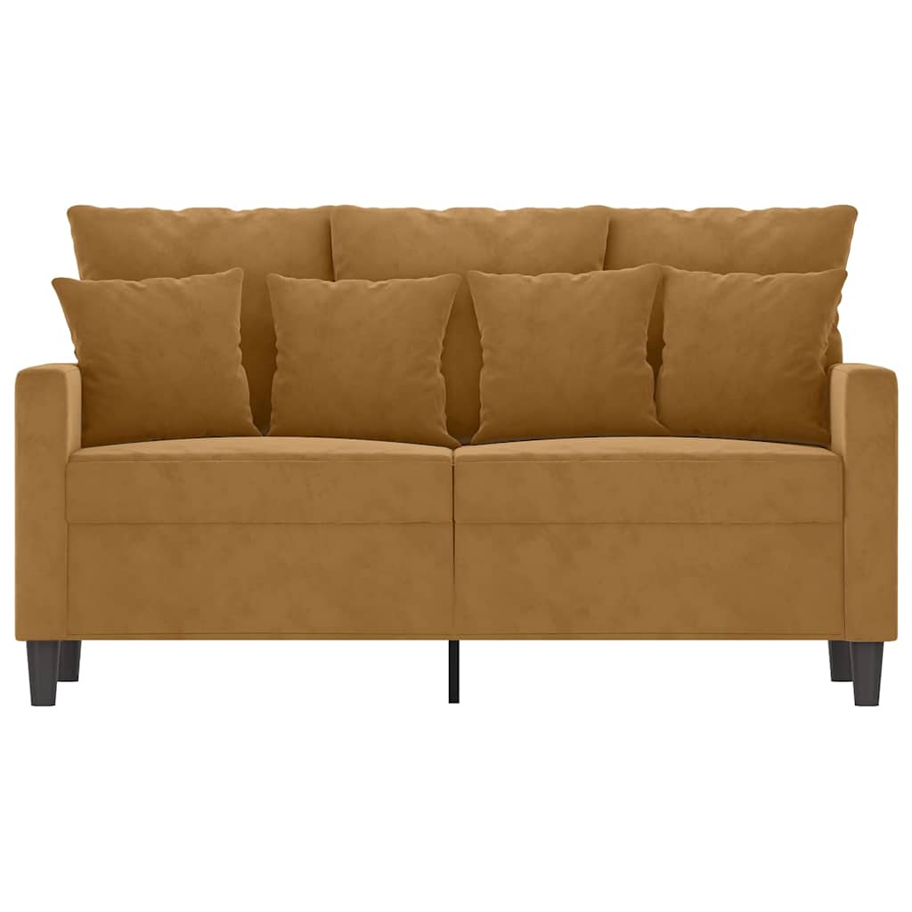 vidaXL Sofa 2-osobowa, brązowy, 120 cm, tapicerowana aksamitem