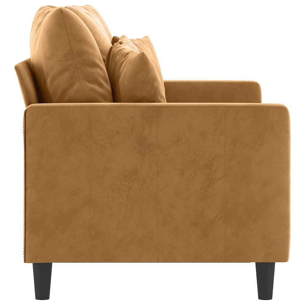 vidaXL Sofa 2-osobowa, brązowy, 120 cm, tapicerowana aksamitem