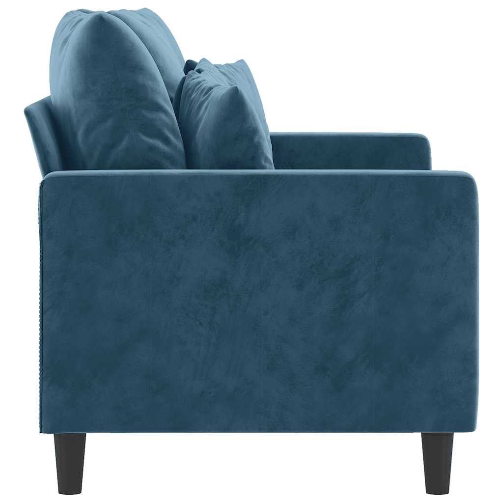 vidaXL Sofa 2-osobowa, niebieski, 120 cm, tapicerowana aksamitem