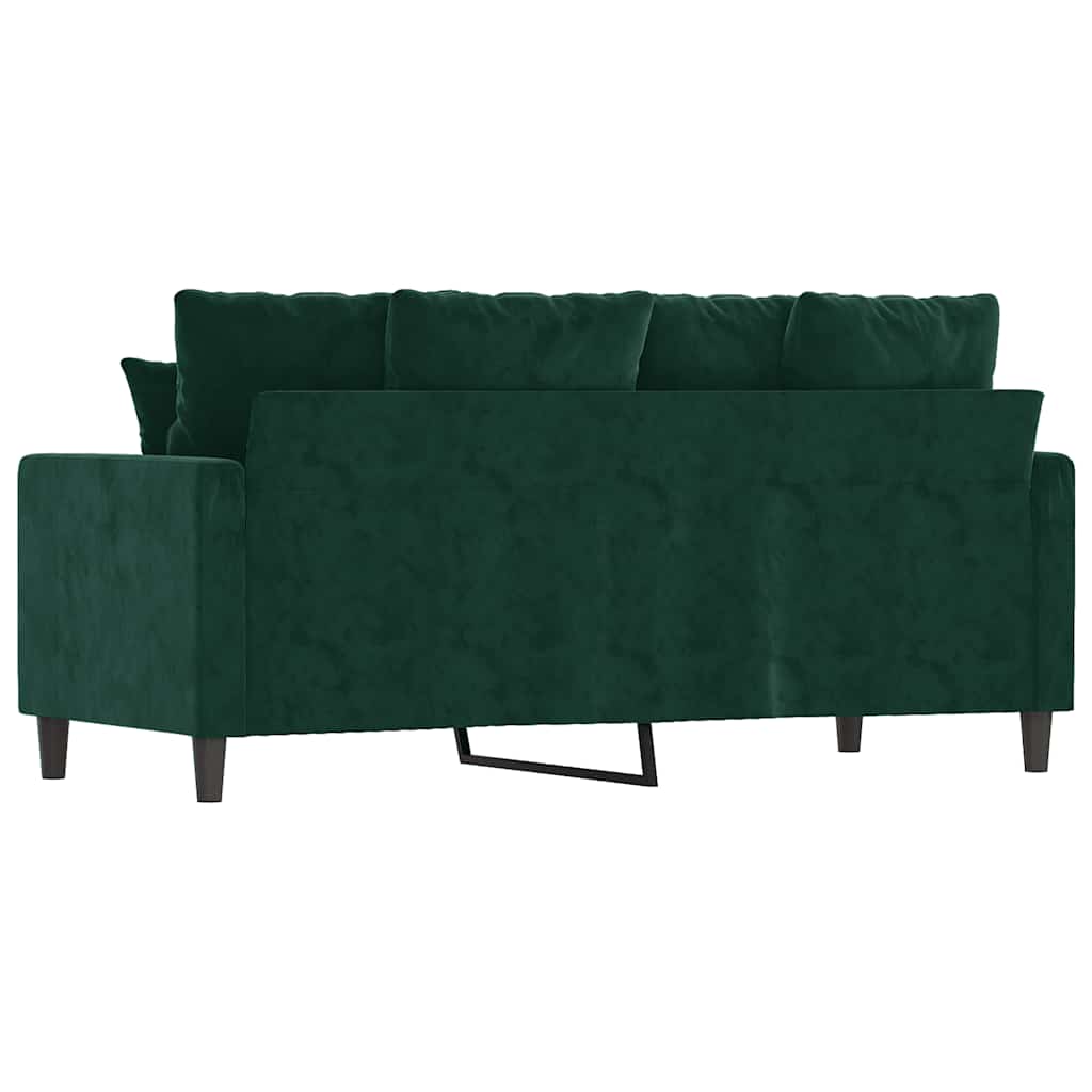 vidaXL Sofa 2-osobowa, ciemnozielona, 140 cm, tapicerowana aksamitem