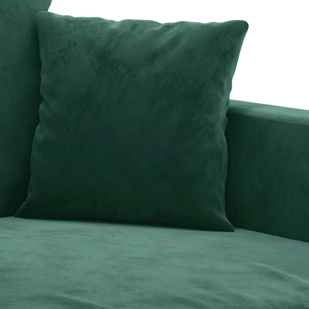 vidaXL Sofa 2-osobowa, ciemnozielona, 140 cm, tapicerowana aksamitem