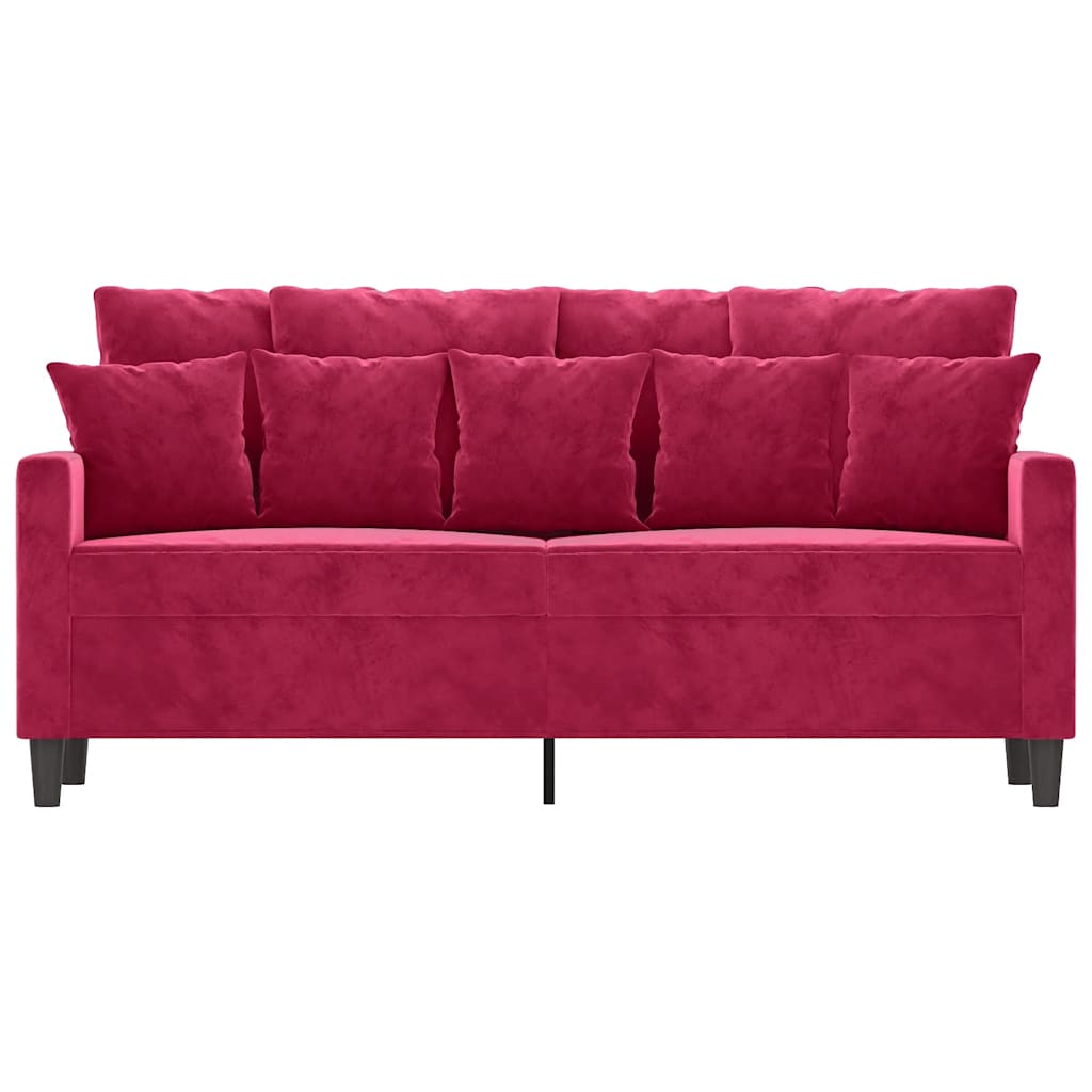 vidaXL Sofa 2-osobowa, winna czerwień, 140 cm, tapicerowana aksamitem