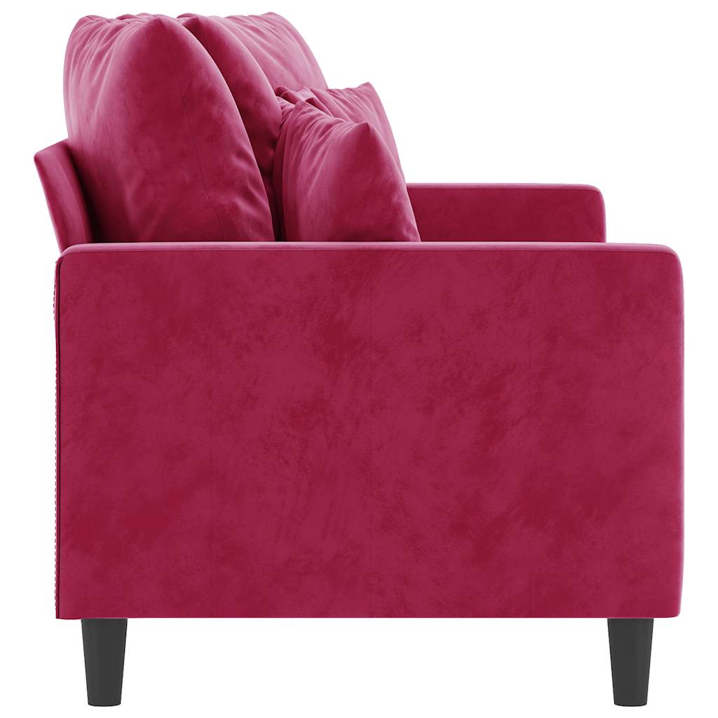vidaXL Sofa 2-osobowa, winna czerwień, 140 cm, tapicerowana aksamitem