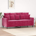 vidaXL Sofa 2-osobowa, winna czerwień, 140 cm, tapicerowana aksamitem