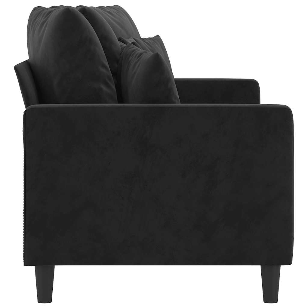 vidaXL Sofa 2-osobowa, czarna, 140 cm, tapicerowana aksamitem