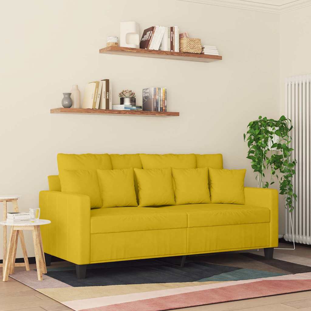 vidaXL Sofa 2-osobowa, żółta, 140 cm, tapicerowana aksamitem