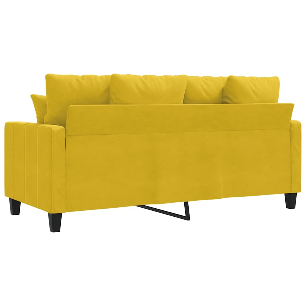vidaXL Sofa 2-osobowa, żółta, 140 cm, tapicerowana aksamitem