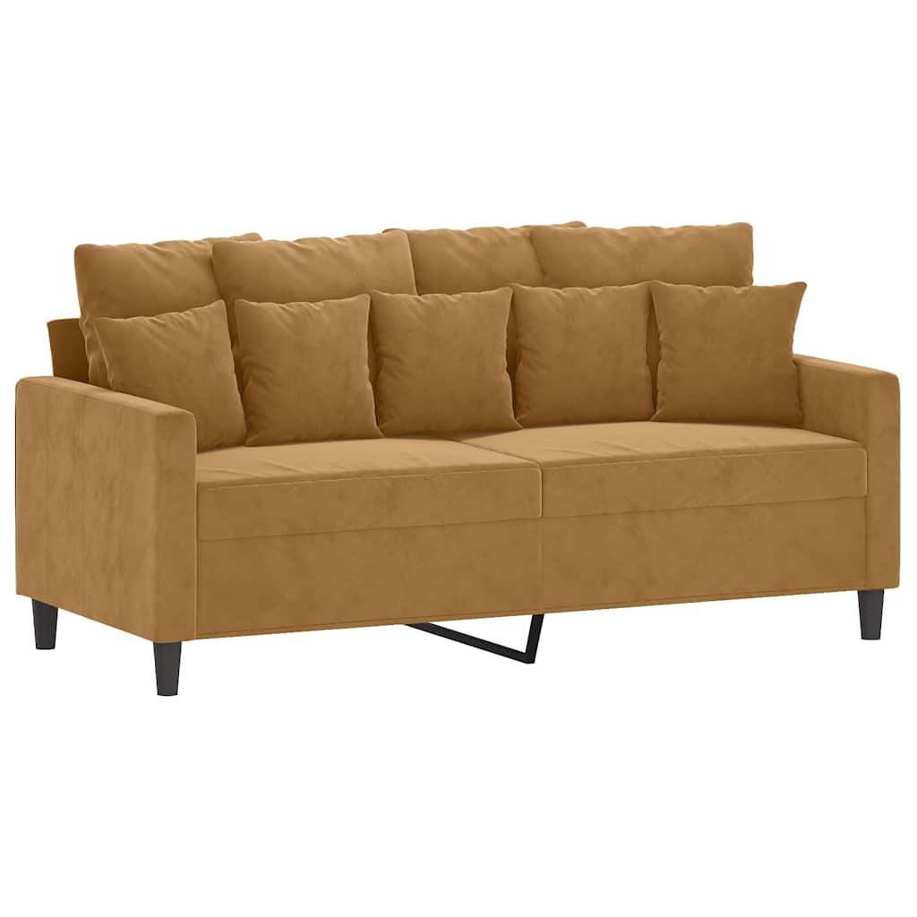 vidaXL Sofa 2-osobowa, brązowa, 140 cm, tapicerowana aksamitem