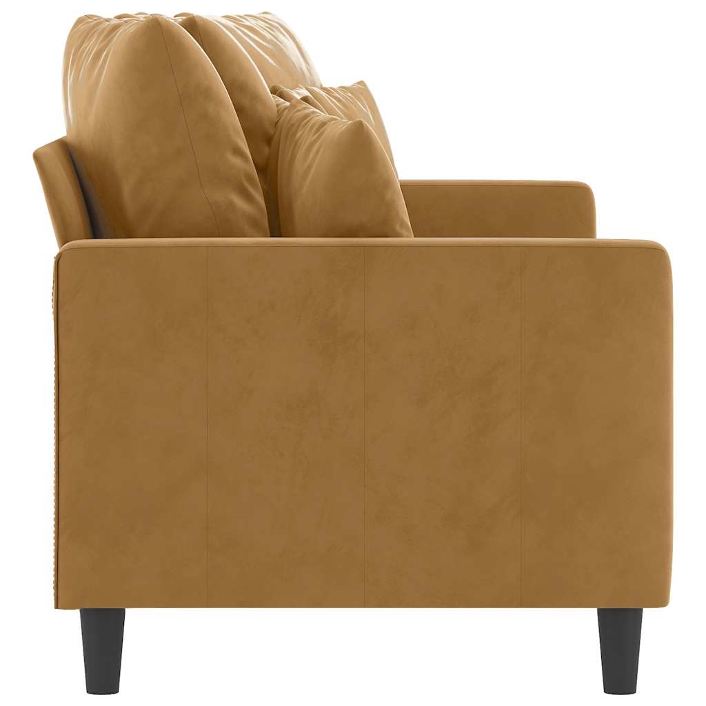 vidaXL Sofa 2-osobowa, brązowa, 140 cm, tapicerowana aksamitem
