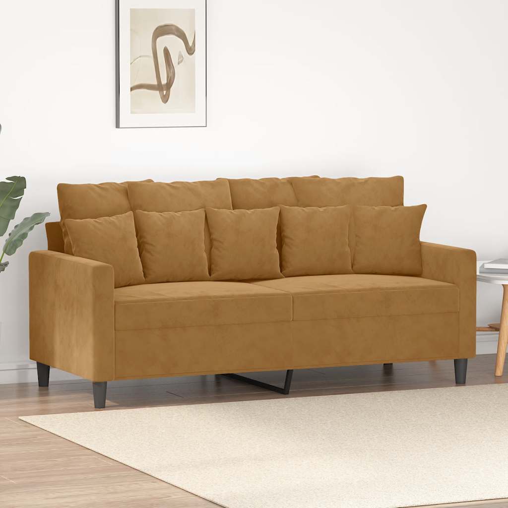 vidaXL Sofa 2-osobowa, brązowa, 140 cm, tapicerowana aksamitem