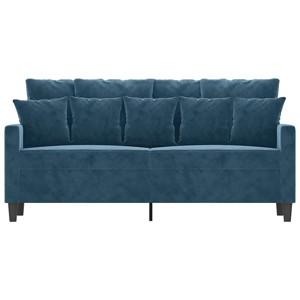 vidaXL Sofa 2-osobowa, niebieski, 140 cm, tapicerowana aksamitem