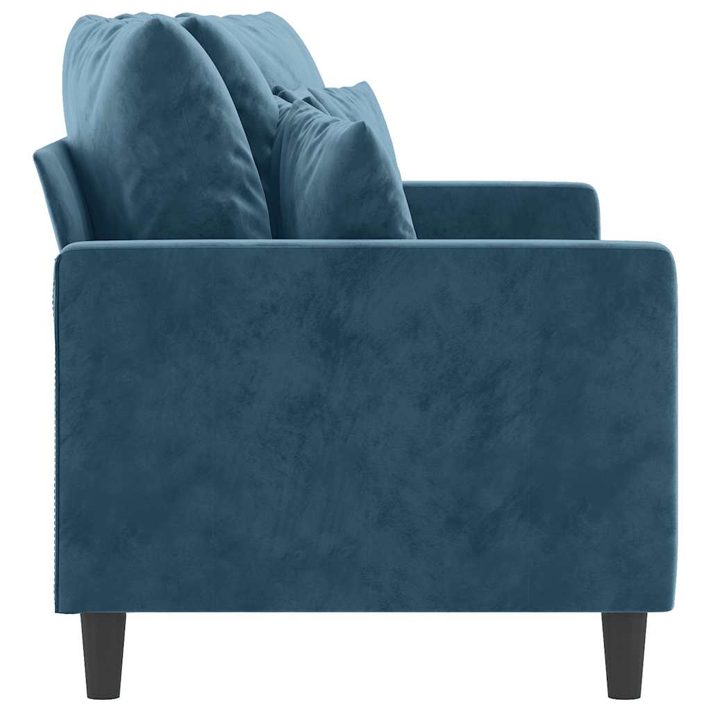 vidaXL Sofa 2-osobowa, niebieski, 140 cm, tapicerowana aksamitem
