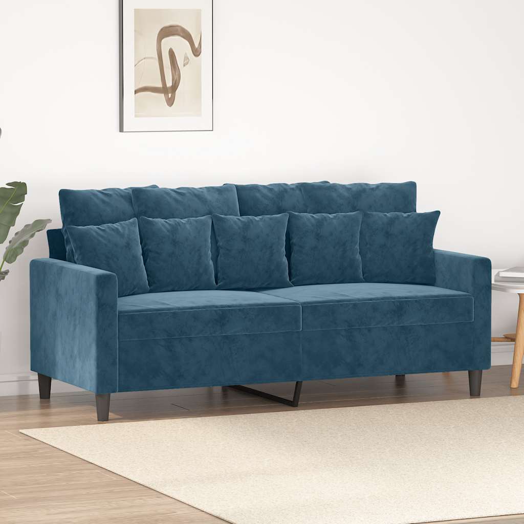 vidaXL Sofa 2-osobowa, niebieski, 140 cm, tapicerowana aksamitem