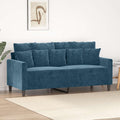 vidaXL Sofa 2-osobowa, niebieski, 140 cm, tapicerowana aksamitem