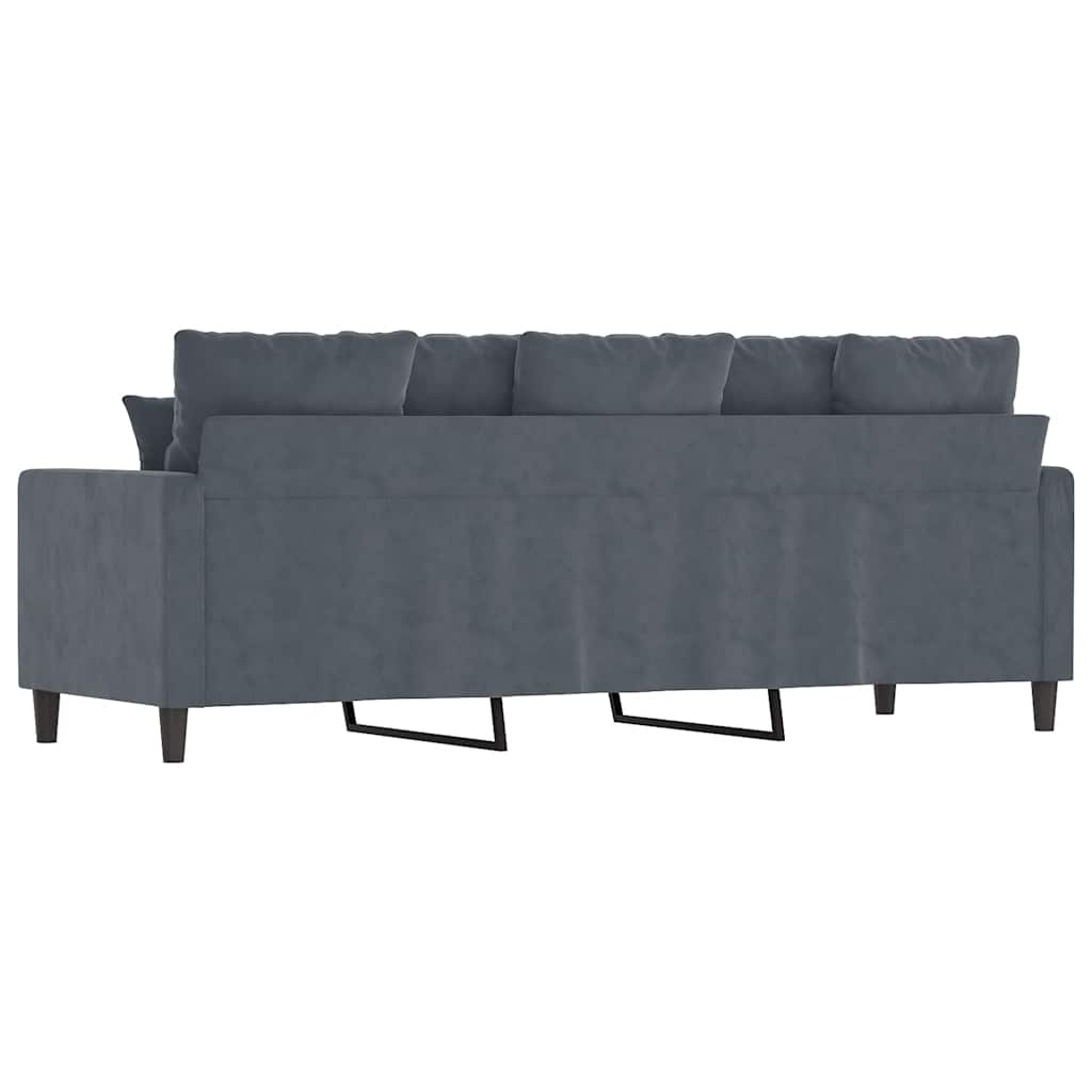 vidaXL Sofa 3-osobowa, ciemnoszara, 180 cm, obita aksamitem