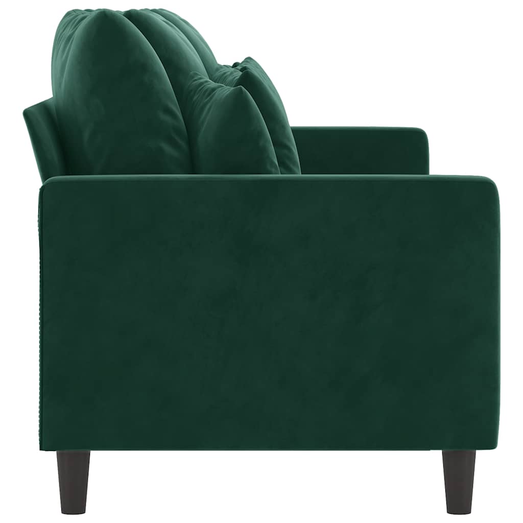 vidaXL Sofa 3-osobowa, ciemnozielony, 180 cm, obita aksamitem