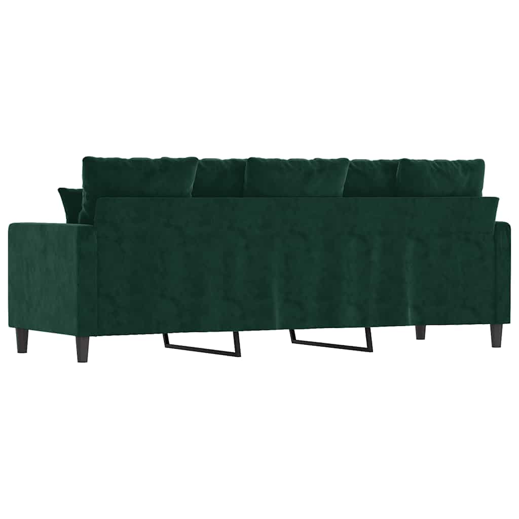 vidaXL Sofa 3-osobowa, ciemnozielony, 180 cm, obita aksamitem