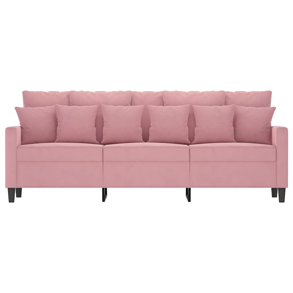 vidaXL Sofa 3-osobowa, różowa, 180 cm, obita aksamitem