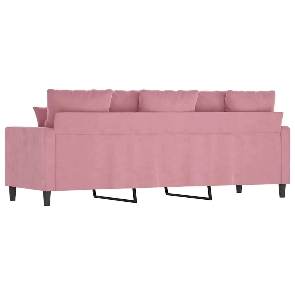 vidaXL Sofa 3-osobowa, różowa, 180 cm, obita aksamitem