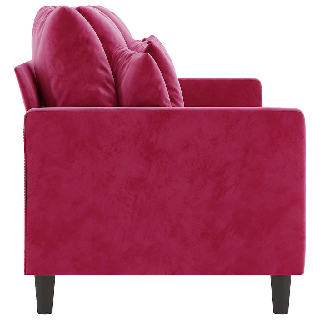 vidaXL Sofa 3-osobowa, winna czerwień, 180 cm, obita aksamitem