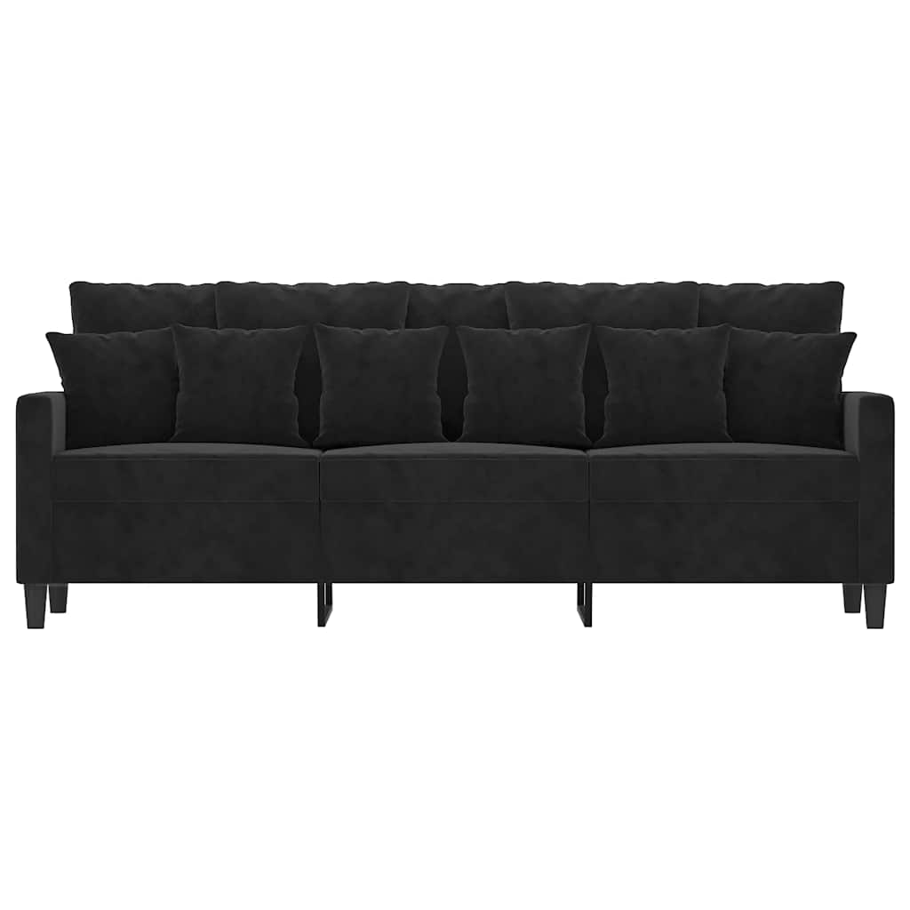 vidaXL Sofa 3-osobowa, czarny, 180 cm, tapicerowana aksamitem
