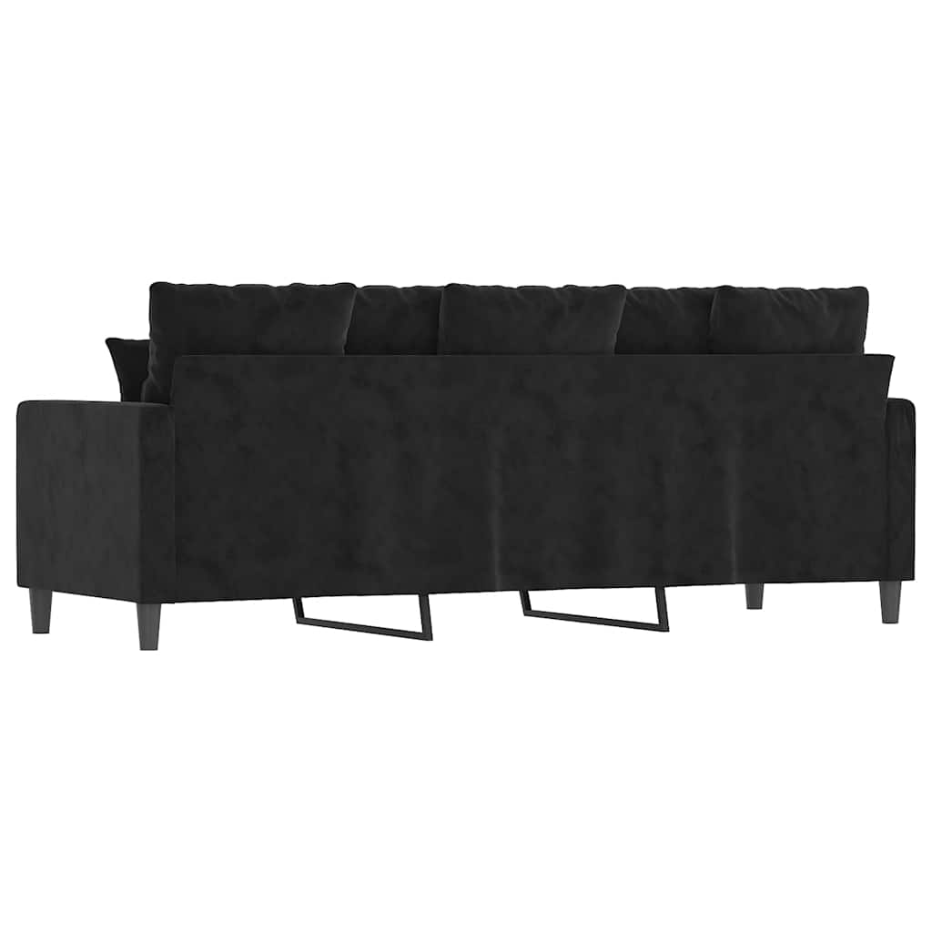 vidaXL Sofa 3-osobowa, czarny, 180 cm, tapicerowana aksamitem