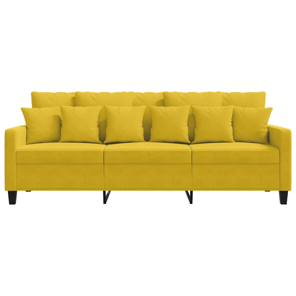 vidaXL Sofa 3-osobowa, żółty, 180 cm, tapicerowana aksamitem