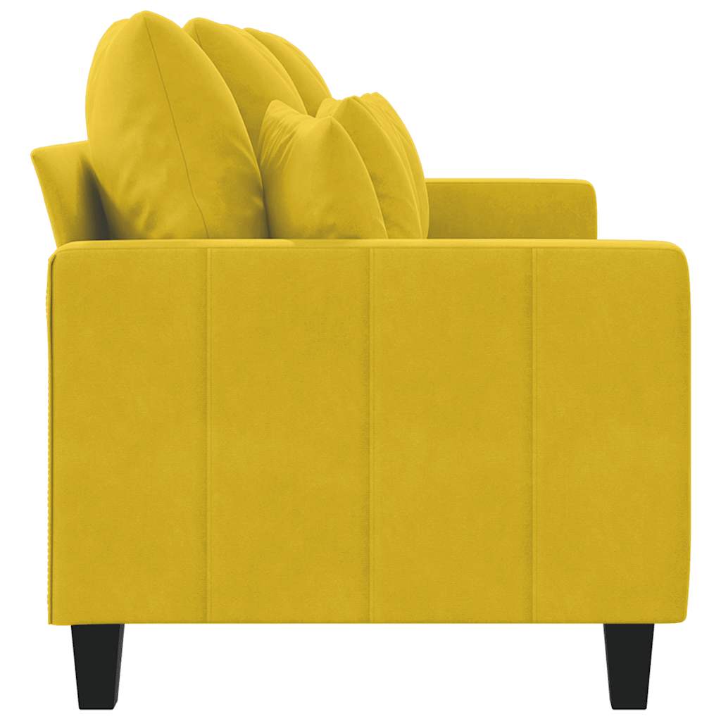 vidaXL Sofa 3-osobowa, żółty, 180 cm, tapicerowana aksamitem