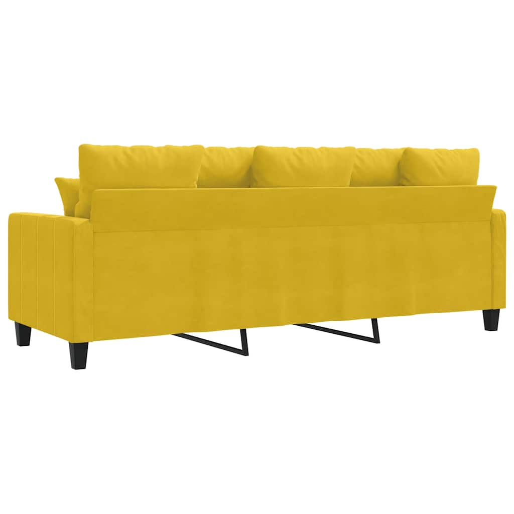 vidaXL Sofa 3-osobowa, żółty, 180 cm, tapicerowana aksamitem