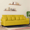 vidaXL Sofa 3-osobowa, żółty, 180 cm, tapicerowana aksamitem