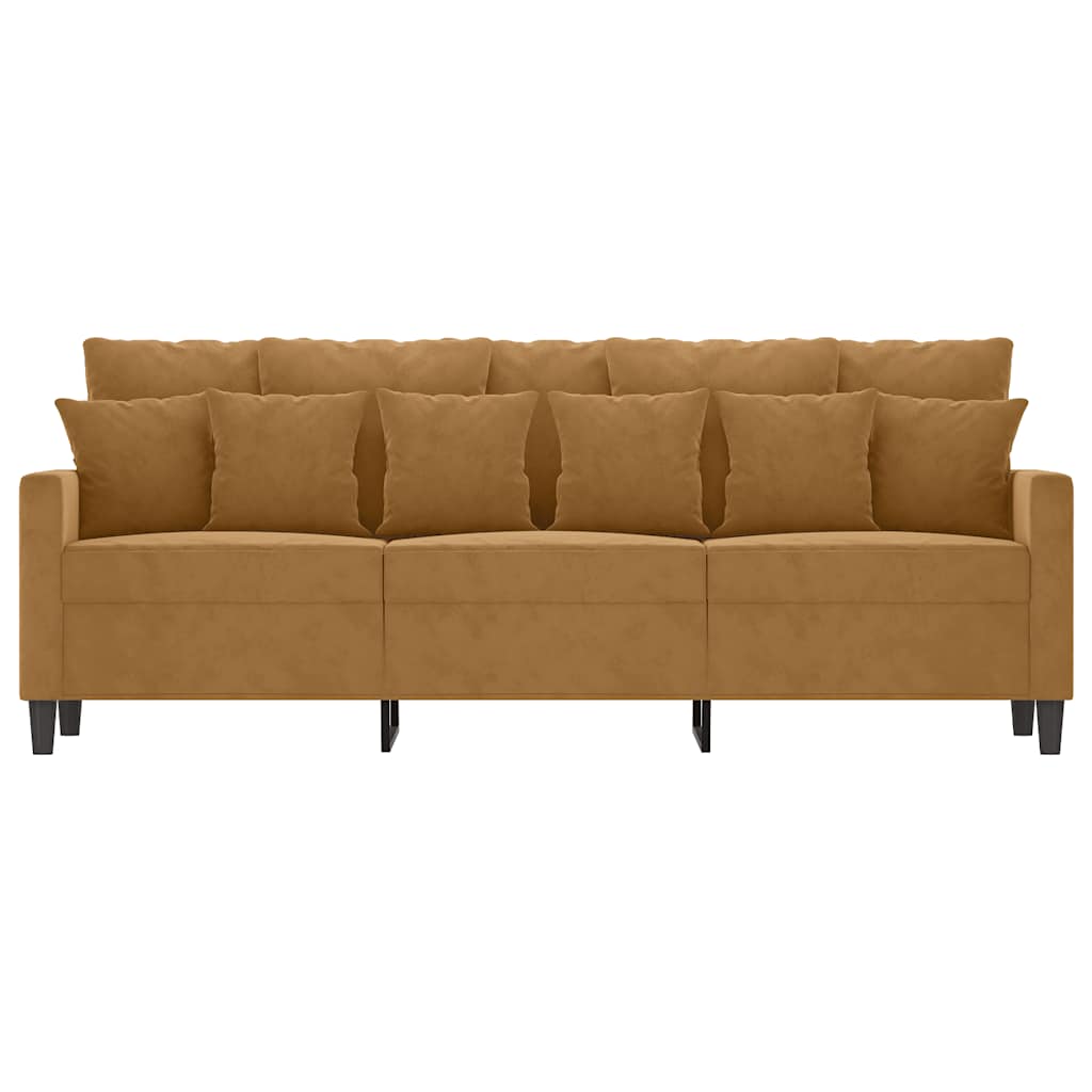 vidaXL Sofa 3-osobowa, brązowa, 180 cm, tapicerowana aksamitem