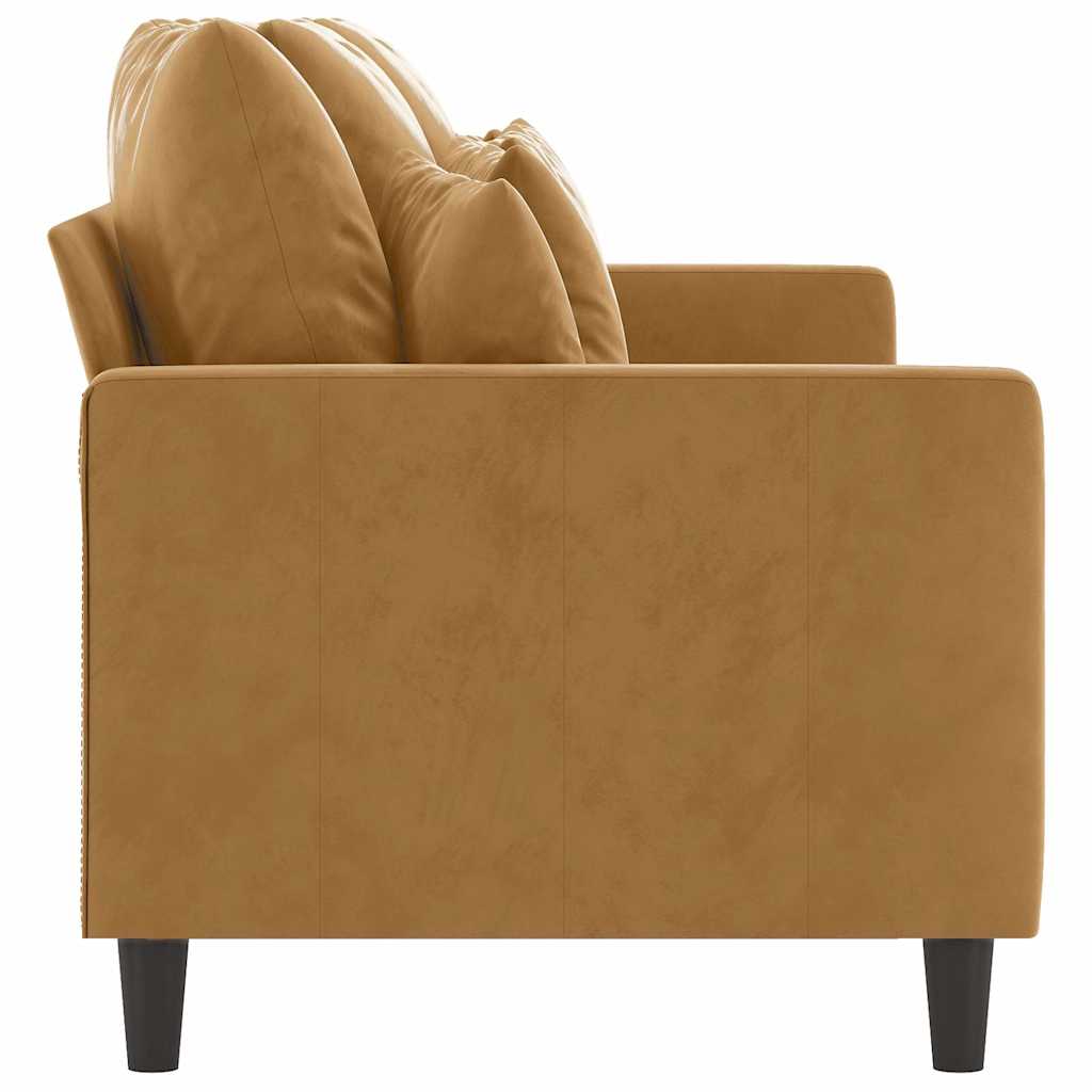 vidaXL Sofa 3-osobowa, brązowa, 180 cm, tapicerowana aksamitem