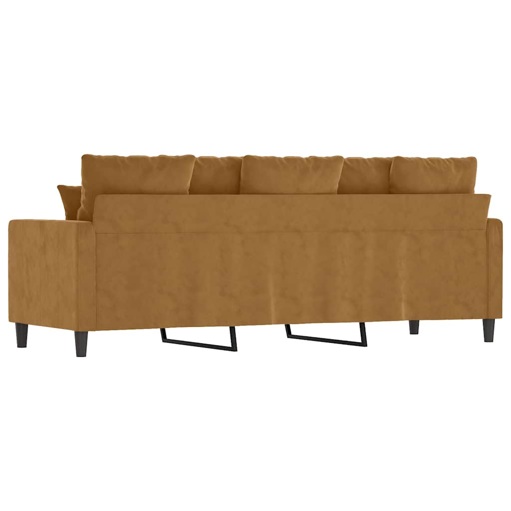 vidaXL Sofa 3-osobowa, brązowa, 180 cm, tapicerowana aksamitem
